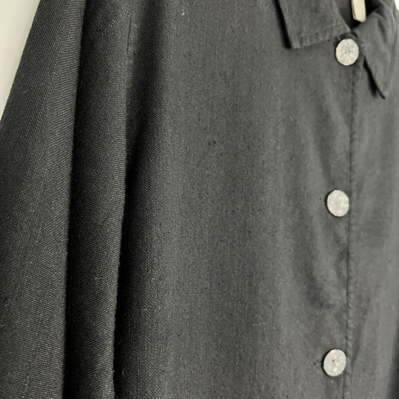 J. Jill Womens XS Linen Blend Button Up Blouse Relaxed Fit Minimalist LS Black - Picture 10 of 10